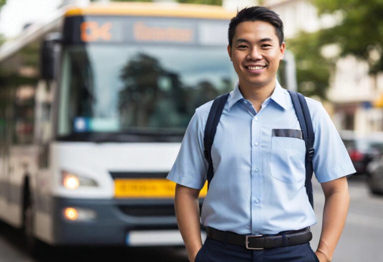 Junger vietnamesischer Busfahrer.